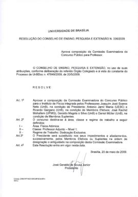 Resolução do Conselho de Ensino, Pesquisa e Extensão nº 0336/2009