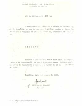 Ato da Reitoria nº 0488/1985