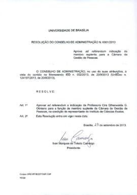 Resolução do Conselho de Administração nº 0061/2013