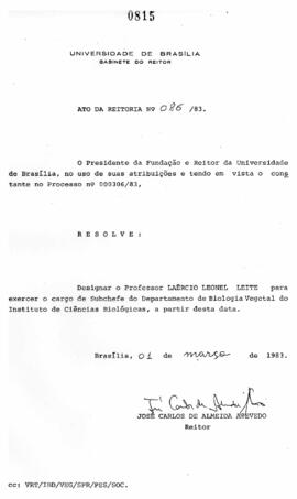 Ato da Reitoria nº 0086/1983