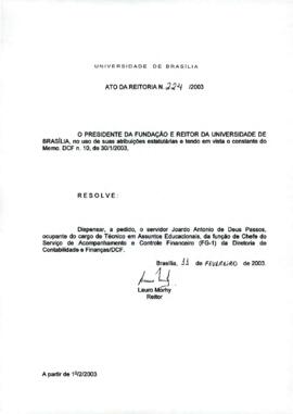 Ato da Reitoria nº 0224/2003