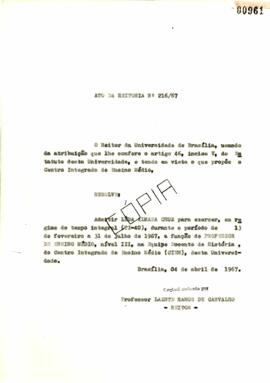 Ato da Reitoria nº 0216/1967