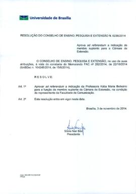 Resolução do Conselho de Ensino, Pesquisa e Extensão nº 0238/2014