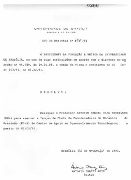 Ato da Reitoria nº 0166/1991