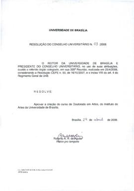 Resolução do Conselho Universitário nº 0003/2008