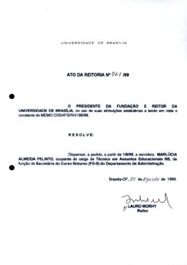 Ato da Reitoria nº 0867/1999