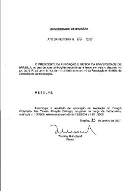 Ato da Reitoria nº 0066/2007