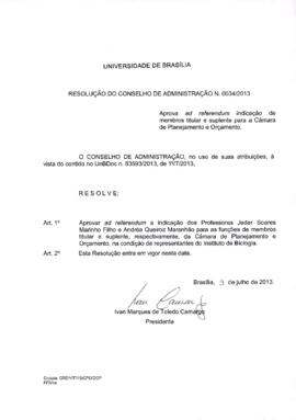 Resolução do Conselho de Administração nº 0034/2013