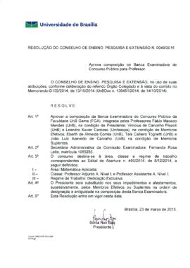 Resolução do Conselho de Ensino, Pesquisa e Extensão nº 0049/2015