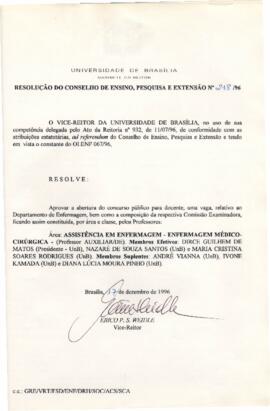 Resolução do Conselho de Ensino, Pesquisa e Extensão nº 0218/1996