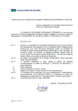 Resolução do Conselho de Ensino, Pesquisa e Extensão nº 0001/2016