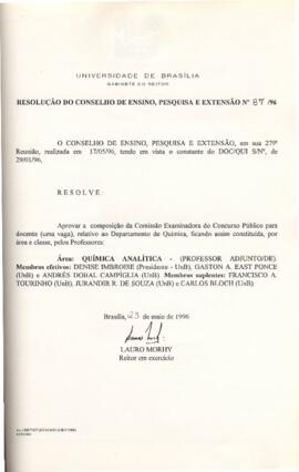 Resolução do Conselho de Ensino, Pesquisa e Extensão nº 0087/1996