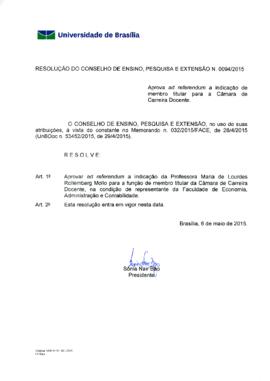 Resolução do Conselho de Ensino, Pesquisa e Extensão nº 0094/2015