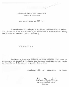 Ato da Reitoria nº 0131/1991