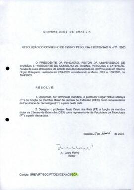 Resolução do Conselho de Ensino, Pesquisa e Extensão nº 0024/2003