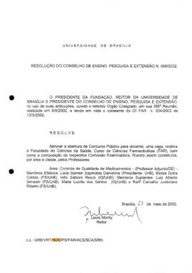 Resolução do Conselho de Ensino, Pesquisa e Extensão nº 0068/2002