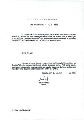 Ato da Reitoria nº 0961/2003