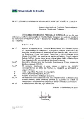 Resolução do Conselho de Ensino, Pesquisa e Extensão nº 0039/2014