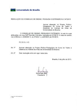 Resolução do Conselho de Ensino, Pesquisa e Extensão nº 0147/2015