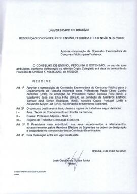 Resolução do Conselho de Ensino, Pesquisa e Extensão nº 0277/2009