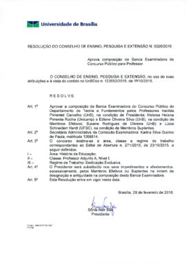 Resolução do Conselho de Ensino, Pesquisa e Extensão Nº 0026/2016