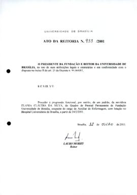 Ato da Reitoria nº 0933/2001