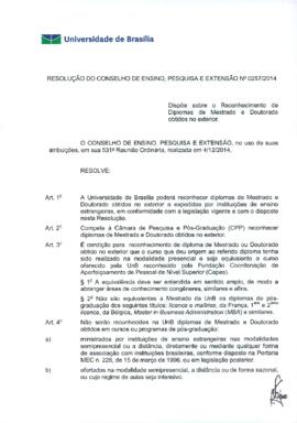 Resolução do Conselho de Ensino, Pesquisa e Extensão nº 0257/2014