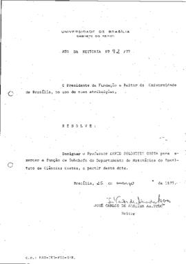 Ato da Reitoria nº 0092/1977