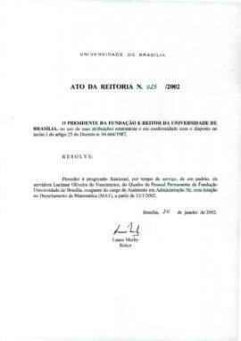 Ato da Reitoria nº 0025/2002